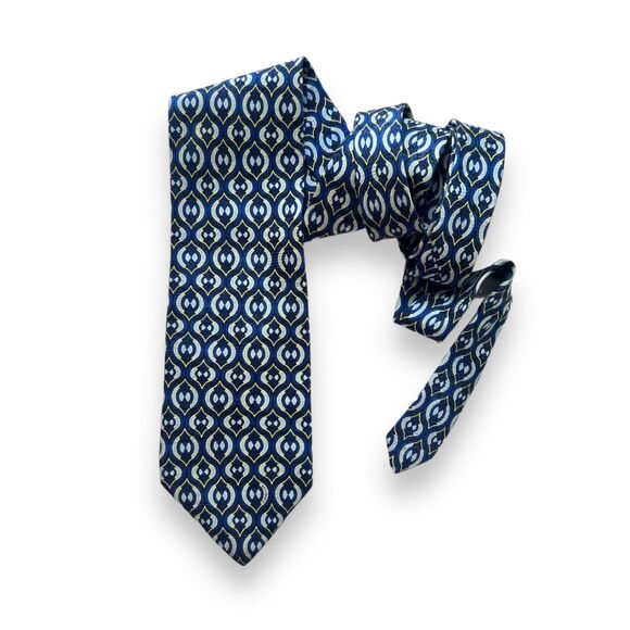 Structure Other - Structure Mens Geometric Pattern Necktie Tie Shades of Blue Professional